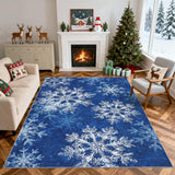 Garvee Christmas Area Rug 4x6 - Machine Washable Snowflake Non-Slip Entryway Rug, Blue, Soft Low Pile, Stain Resistant for Living Room, Hallway, Bedroom, Kitchen, Nursery - Snowflake|Blue