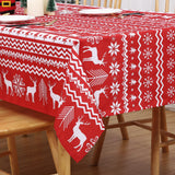 Garvee Rectangle Christmas Tablecloth, Xmas Tree and Deer Design Table Cloth Waterproof Holiday Decorative Boho Table Cover for Outdoor, Indoor Party Kitchen Dining Room, 52 x 70 Inch, Red - Red
