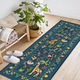 Garvee 2x6 Washable Kitchen Runner Rug with Non Slip Backing, Soft Low Pile Vintage Animal Design for Bedroom, Kitchen, Hallway, Green - Cyan