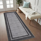 Garvee Washable Runner Rug 2x6 Black Non Slip TPR Backing Modern Neutral Entryway Runner Minimalist Carpet - Black/Gray