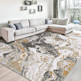 Garvee Abstract Grey 10x13 Rugs, Large Marble Rugs for Living Room Soft Low Pile Washable Area Rug Ultra-Thin Bedroom Rug Modern Rugs for High Traffic Areas in Home Dining Room, Grey - Gray
