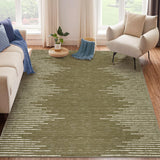 Garvee 10x13 Area Rug for Living Room Washable Rugs Farmhouse Rug for Bedroom large Rug Modern Non Slip Carpet Stripe Stain Resistant Throw Rugs for Dining Room Office Classroom, Brownish Green - Brownish Green