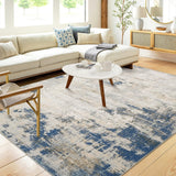 Garvee 8x10 Area Rug Modern Abstract Machine Washable Area Rug for Living Room Bedroom Contemporary Non-Slip Stain Resistant Accent Rug Carpet for Dining Room Office Floor Decoration, Blue/Yellow - Blue & Yellow