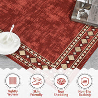 Garvee Bordered Red 4x6 Machine Washable Area Rug for Living Room Modern Bordered Area Rug, Non-Slip Stain Resistant Accent Rug Indoor Minimalist Border Floor Cover Carpet for Bedroom