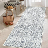 Garvee Vintage Rug 2x6 Runners Rug for Hallways, Washable Medallion Area Rugs Hallway Door Mat with Non-Slip Backing Entryway Rug Floor Carpet for Entrance Bedroom Kitchen, Grey - Gray/Beige