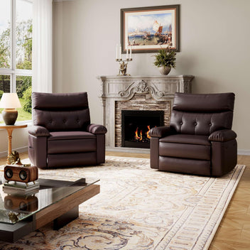Garvee Oversized Recliner Chair - PU Leather Large Manual Recliner for Adults, Ultimate Comfort Lazy Boy with 1.5X Sponge Filling and Easy Recline Mechanism for Relaxation, Coffee