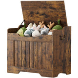 Garvee 24.8 Inch Storage Chest, Toy Chest for Boys Girls, Kids Wood Large Toy Box, Storage Bench with Safety Hinge,Storage Trunk for Entryway, Living Room, Bedroom, Playroom - Rustic Brown - Rustic Brown