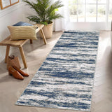 Garvee Washable Runner Rug For Hallway Non Slip 2x6 Blue/Grey Modern Abstract Design Low Pile Carpet - Blue/Gray