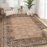 Garvee Living Room Rug 10x13 Large Washable Area Rug Vintage Border Dining Room Throw Carpet Stain Resistant Soft Bedroom Bordered Rug Brown - Brown