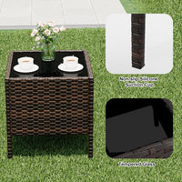 Garvee Patio Porch Furniture Sets 3 Pieces PE Rattan Wicker Chairs with Table Outdoor Garden Furniture Sets