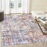 Garvee Abstract Washable Area Rug 8x10 Non Slip Living Room Rug Modern Carpet Stain Resistant Rug Low Pile Colorful Rug Contemporary Accent Floor Carpet for Bedroom Laundry Room, Red Multi - Red Blue