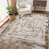 Garvee Washable Abstract Area Rug - Contemporary Style Machine Washable Rug for Living Room, Bedroom, Kitchen - Non-Shedding and Easy-Cleaning - Brown 8x10 Ft - Khaki