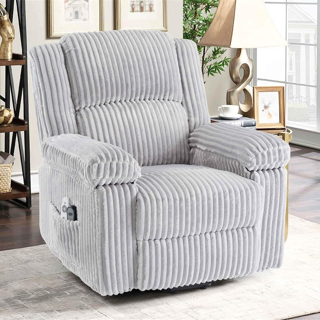 Garvee Power Lift Recliner Chair - Heat and Massage, Electric Lift Plush Recliner with Soft Padded Seat, Back Support & Armrests , Designed for the Elderly and People with Mobility Impaired, Light Gray