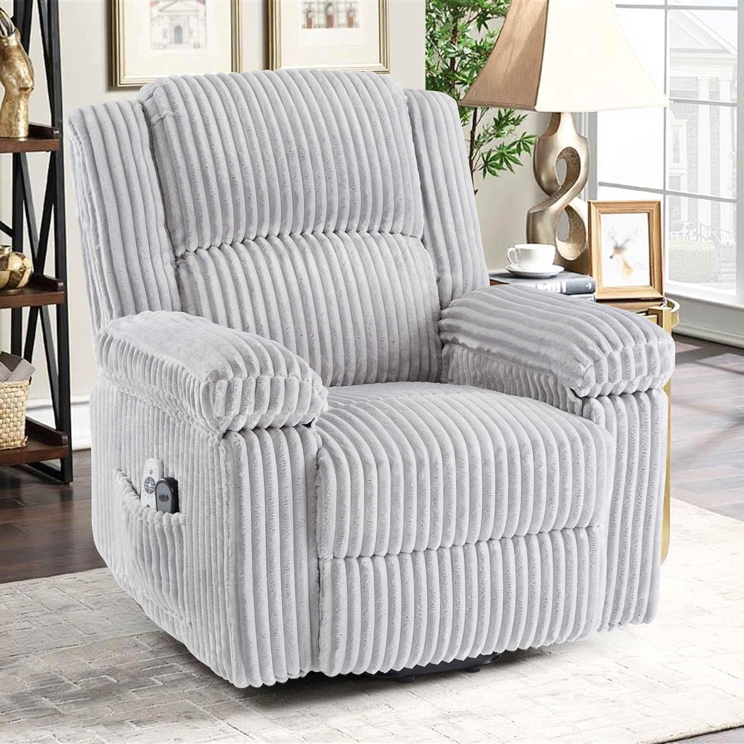 Garvee Power Lift Recliner Chair - Heat and Massage, Electric Lift Plush Recliner with Soft Padded Seat, Back Support & Armrests , Designed for the Elderly and People with Mobility Impaired, Light Gray