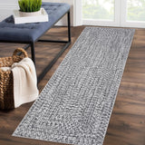 Garvee Grey 2x6 Washable Rug Non Slip Printed Braided Hallway Runner Rug with Rubber Backing Low Pile Solid Printed Weaving Carpet for Kitchen Laundry Entryway - Gray-Style2