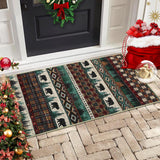 Garvee Christmas Area Rug 2x3 Entryway Rug Indoor Washable Front Door Mat Non-Slip Throw Floor Covers Rustic Farmhouse Small Area Rug Xmas Decorative Boho Carpet for Living Room Bedroom, Green - Green & Camel
