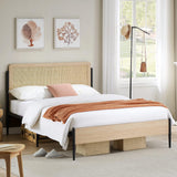 Garvee Full Size Black Metal Bed Frame + Heavy Duty Steel Slats + Wooden Headboard & Footboard + Walnut Finish + 12.6" Under Bed Storage + Easy Assembly + Modern & Farmhouse Style - Walnut