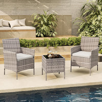 Garvee Patio Porch Furniture Sets 3 Pieces PE Rattan Wicker Chairs with Table Outdoor Garden Furniture Sets