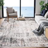 Garvee Washable Rugs for Living Room 5x7ft, Non-Slip Backing, Soft Short Pile Carpet, Vintage Style, Multi-Color - Gray