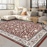 Garvee Washable 10x13 Area Rugs Vintage Non Slip Low Pile Floor Mat Red for Living Room Bedroom Dining Room Home Office - Red