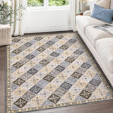 Garvee Machine Washable Rugs, 5x7 Area Rug Living Room Rugs Moroccan Trellis Area Rug Non Slip Indoor Floor Carpet for Bedroom Nursery Dining Room, Brown - Brown & Khaki
