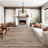 Garvee Modern Brown 9x12 Washable Area Rug – Non-Shedding Low-Pile Rug with Soft Hemp Rope Pattern for Living Room - Brown