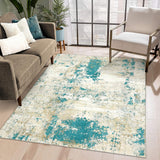 Garvee Washable Rug Modern Abstract Rug, 8x10 Rug Living Room Rug Non Slip Soft Colorful Floor Carpet Indoor Home Decor for Nursery Dining Room Kitchen - Blue
