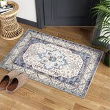 Garvee Short Pile Area Rugs Vintage Non Slip Carpet for Living Room Bedroom Dining Room Kitchen 2x3ft - Dark Blue