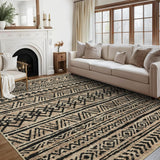 Garvee Large Living Room Rug 10x13 Washable Rug Modern Striped Area Rug Soft Bedroom Rug With Non-Slip Backing Low Pile Floor Cover Stain Resistant Floor Cover For Dining Room Office - Dark Linen