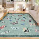 Garvee Area Rug 6x9, No Slip Washable Butterfly Pattern Rug, Low-Pile, Light Green, Living Room Bedroom Dining Room - Light Green