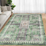 Garvee 8x10 Area Rugs for Living Room Machine Washable Area Rug 8x10 Living Room Vintage Rug Area Rug for Bedroom Living Room Dinning Room Home Office Low Pile Non Slip Green - Green
