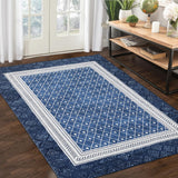 Garvee Area Rugs 10x13, Washable, Foldable Rug for Bedroom Non Shedding Living Room Anti-Slip Rubber,Easy Care, Pearl Velvet Washed Back Folding Printed Carpet for Dining Room Creative Streak Pattern,Blue - Blue