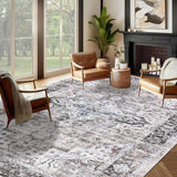 Garvee 9x12 Large Area Rugs for Living Room, Brown Vintage Distressed Washable Rug with Non-Slip Backing, Ultra-Thin Soft Area Rug for Bedroom Dining Room (Brown, 9'x12') - Brown & Khaki