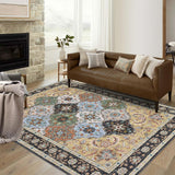 Garvee Large Washable Area Rug 9x12 Ft Traditional Faded Trellis Floral Rug, Low Pile Non Skid Carpet, Soft Non Shedding Stain Resistant Vintage Accent Rug for Living Room, Bedroom, Camel - Brown