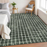 Garvee Green 9x12 Washable Non Slip Checkered Geometric Area Rug for Living Room Bedroom Dining Room Nursery Office Ultra Thin Low Pile - Green