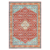 Garvee 4*6ft Persia Style Area Rug Red-Green,Machine Washable Stain-Resistant Area Rug with Non-Slip Backing Low for Living Room, Bedroom, and Dining Room - Red & Green