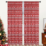 Garvee Christmas Curtains for Living Room, Boho Christmas Tree Deer Pattern Xmas Decorative Window Curtains Velvet Smooth Rod Pocket Bedroom Window Drapes 2 Panel Set, 52" W x 63" L, Red - Red