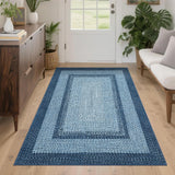 Garvee Printed Rugs Braided Pattern Washable 4x6 Non Slip Soft Low Pile Stain Resistant Entryway Living Room Kitchen Bedroom Nursery - Blue