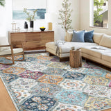 Garvee Washable Rug 5x7 Moroccan Trellis Rug Non Slip Low Pile Vintage Purple Multi for Living Room Bedroom Dining Room Nursery - Purple Multi