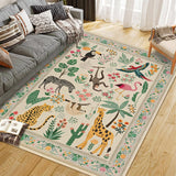 Garvee 5x7 Washable Animal Living Room Rug With Non Slip Vintage Design Beige, Soft Low Pile Carpet For Bedroom Nursery Dining Room Playroom Kids Room - Beige