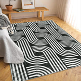 Garvee Machine Washable 5x7 Area Rug with Modern Arch Pattern, Non-Slip 100% Polyester Carpet for Living Room, Bedroom, Nursery, Dining Room, Black - Black