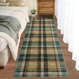 Garvee Washable 2x6 Runners Rug Non Slip Bath Mat Modern Soft Bedroom Rug Tartan Plaid Runner Farmhouse Kitchen Rugs Entryway Runners 2'x6' Brown & Beige - Brown&Beige