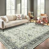 Garvee 9x12 Rug for Living Room Washable Rug Non Slip Boho Rug Floor Mats Throw Rugs for Dining Room Oriental Carpet Stain Resistant No Shedding Classroom Office Rug 9'x12' Sage Green/Grey - Sage Green/Gray
