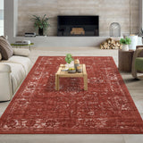 Garvee 10x13 Area Rug Large Washable Soft Low Pile Non Shedding Floor Carpet with Non-Slip Backing for Bedroom Living Room, Red - Terracotta/Red