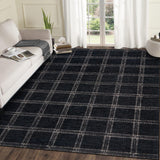 Garvee Washable Checkered 9x12 Area Rug, Soft Non Slip Geometric Plaid Carpet for Living Room Bedroom, Ultra Thin Low Pile Stain Resistant Black - Black
