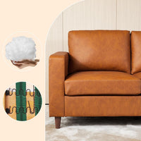 Garvee 74" Leather Couch for Living Room, Modern Sofa Couches with Padded backrest, Upholstered Sofa with Armrests and Comfy Cushions, Deep Seat Sofas for Living Room, Bedroom, Office