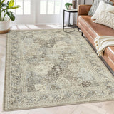 Garvee Area Rug 3x5 Vintage Rug Washable Area Rugs for Living Room Bedroom Children's Room Dining Room Oriental Office Floor Carpet Foldable Neutral Rug Farmhouse Area Rugs Non Slip Brown - Brown & Khaki