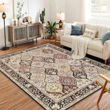 Garvee Moroccan Trellis Area Rug 5x7 for Living Room, Washable Ultra-thin Soft Rugs 5x7 for Bedroom, 5x7 Large Non-slip Non Shedding Carpet for Dining Room Office, Brown - Brown & Khaki