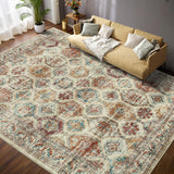 Garvee Persian Colorful 5x7 Vintage Washable Area Rug Low-Pile Non-Slip Soft Carpet, Stain-Resistant Colorful Rug for Living Room, Bedroom, Dining Room, Classroom - Colorful
