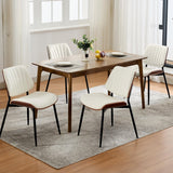 Garvee Set of 2 Mid-Century PU Leather Dining Chairs Upholstered Accent Chairs with Metal Legs, White - White